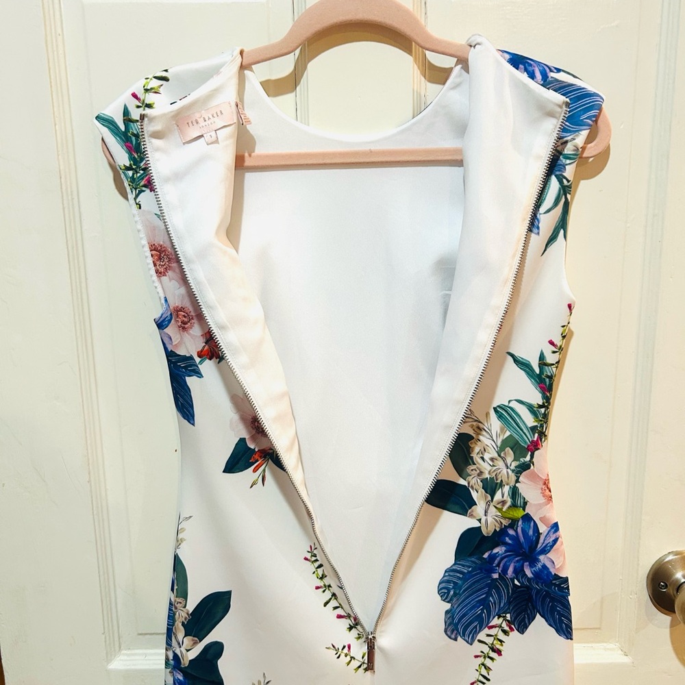 Ted Baker Sharley Jamboree Cap Sleeve Satin Floral Designer Dress US4 - Picture 10 of 16